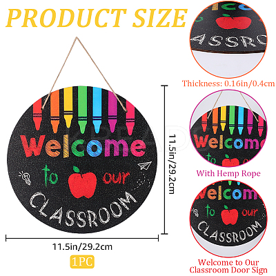 Wooden Welcome Door Decorations AJEW-WH0270-065-1