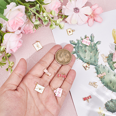 12Pcs 6 Styles Valentine's Day Brass Enamel Charms KK-BBC0023-89-1