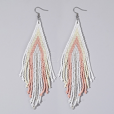 Handmade Glass Seed Beads Tassel Dangle Earrings EN2812-9-1