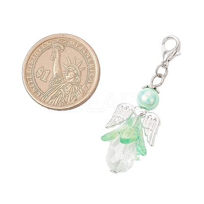 Flower Angel Acrylic & Glass Pendants Decorations HJEW-JM03604-1