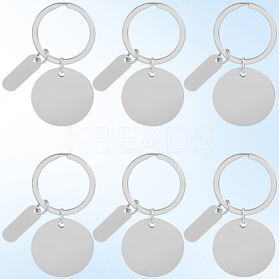 20Pcs 201 Stainless Steel Blank Pendant Keychain KEYC-SC0001-62D-1