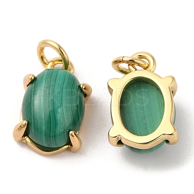 Natural Malachite Dyed Oval Charms G-A034-06G-1