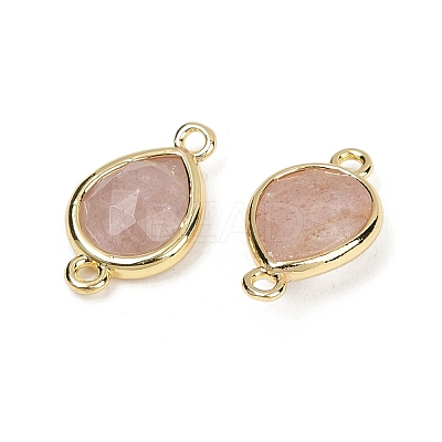 Natural Strawberry Quartz Faceted Connector Charms G-L514-048P-02-1