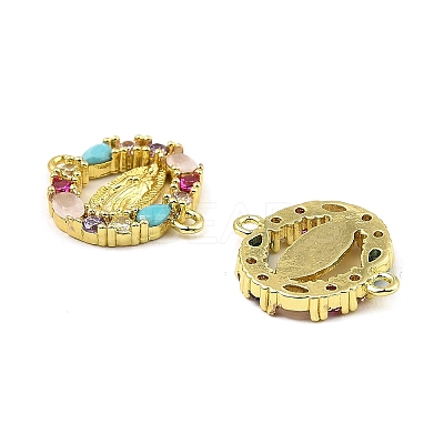 Brass Cubic Zirconia Connector Charms KK-K346-14G-1