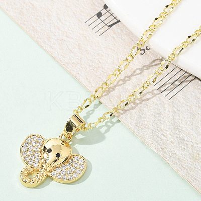 Brass Micro Pave Clear Cubic Zirconia Pendant Necklaces for Women LS-NJEW-M084-02G-02-1