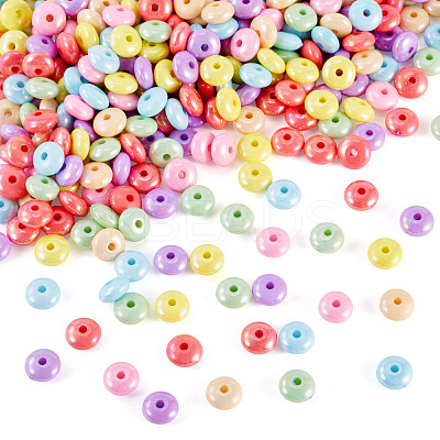 350Pcs 7 Colors UV Plating Opaque Acrylic Beads MACR-TA0002-31-1
