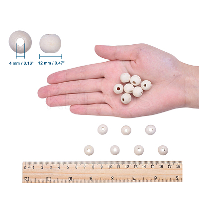 Unfinished Wood Beads X-WOOD-R196-12mm-LF-1