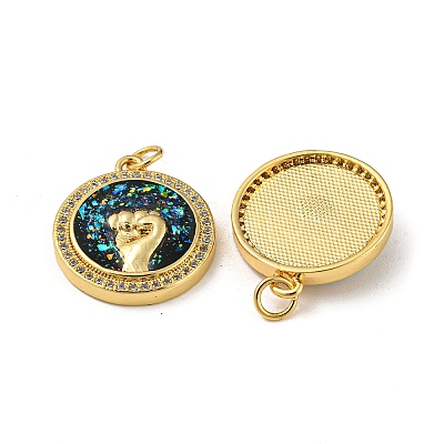 Brass Micro Pave Cubic Zirconia KK-K356-14G-1