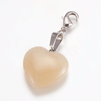 Heart Natural Topaz Jade Pendant Decorations HJEW-PH01132-13-1