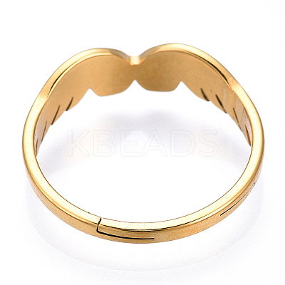 Ion Plating(IP) 304 Stainless Steel Wing Adjustable Ring for Women RJEW-T027-10G-1