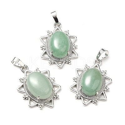 Natural Green Aventurine Pendants G-B033-03P-23-1