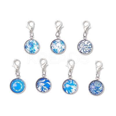 Half Round/Dome Glass Pendant Decorations HJEW-JM03338-1