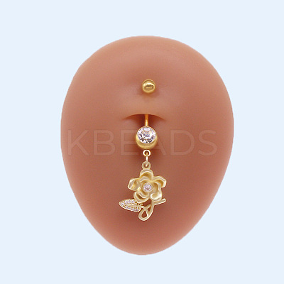 316L Surgical Stainless Steel Micro Pave Clear Cubic Zirconia Belly Rings FS-WGA8928-07-1