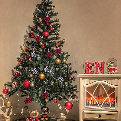 12Pcs 2 Colors Foam and Plastic with Cloth Ball Christmas Tree Decorations DIY-SZ0003-81-1
