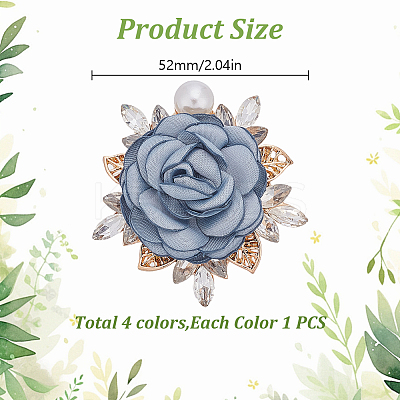 4Pcs 4 Colors Flower Cloth Pins JEWB-GO0001-17-1