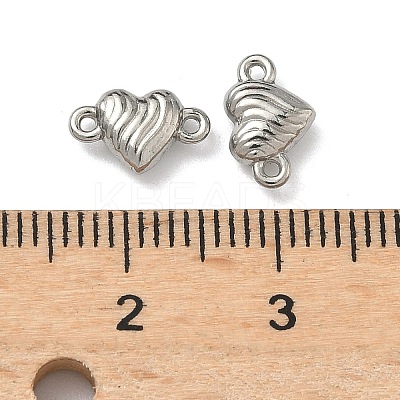 304 Stainless Steel Corrugated Heart Links Connector Charms STAS-D211-14D-P-1