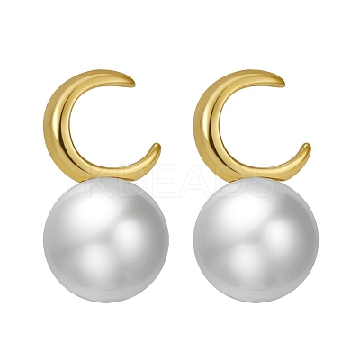 Natural Pearl Ear Studs for Women EJEW-P231-11G-1