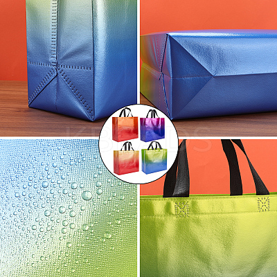 12Pcs 4 Colors Non-Woven Reusable Folding Gift Bags with Handle ABAG-GF0001-29B-1