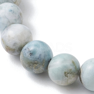 Natural Larimar Round Beads Stretch Bracelets for Women Men BJEW-JB13382-01-1