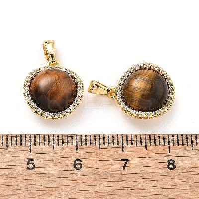 Brass Tiger Eye Round Ball Pendants KK-B129-12G-1