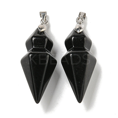 Natural Obsidian Pointed Pendants G-F766-08AS-05-1
