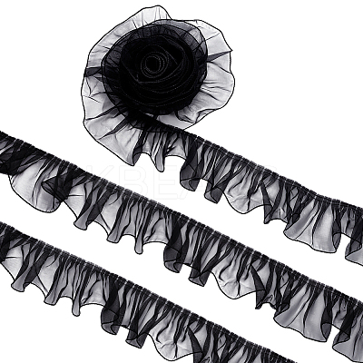 Organza Pleated Lace Ribbon OCOR-WH0097-42A-1
