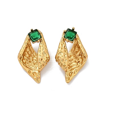 Conch 304 Stainless Steel Glass Stud Earrings EJEW-M105-04G-1