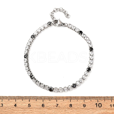 304 Stainless Steel with Cubic Zirconia Link Chain Bracelets for Women BJEW-G754-01A-P02-1