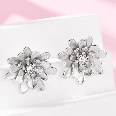 304 Stainless Steel Crystal Rhinestone Stud Earrings EJEW-G423-15P-1