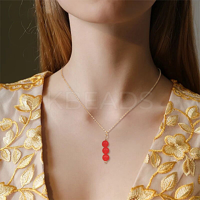 8Pcs 8 Style Natural Mixed Gemstone Round Beaded Pendant Necklaces Set with Iron Cable Chains NJEW-AB00025-1