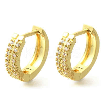 Brass Clear Cubic Zirconia Hoop Earrings EJEW-M047-20G-1