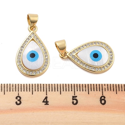 Brass Pave Cubic Zirconia With Shell And Enamel Pendants KK-U009-07G-1