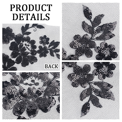 Flower Polyester Embroidery Sew on Appliques PATC-WH0012-32A-1