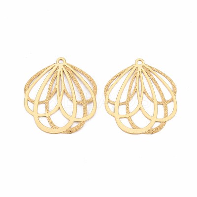 Rack Plating 304 Stainless Steel Filigree Pendants STAS-T057-42G-1
