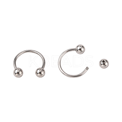 Non-Tarnish 316L Surgical Stainless Steel Circular/Horseshoe Barbell with Round Ball AJEW-P002-07-1