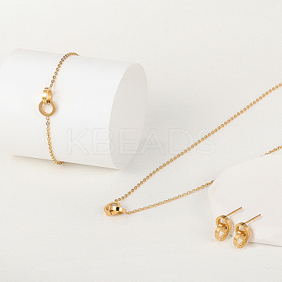 Stainless Steel Double Interlocking Ring Jewelry Set JG9167-2-1