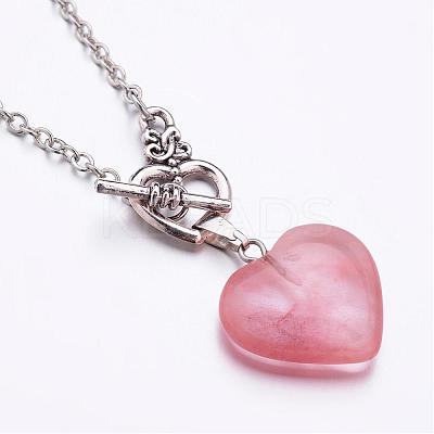 Natural & Synthetic Mixed Stone Pendant Necklaces NJEW-JN01649-1