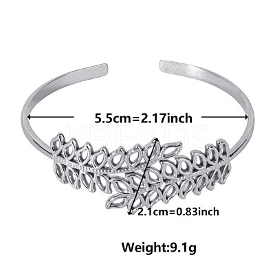 Non-Tarnish Elegant and Stylish Design Hollow Leaf 304 Stainless Steel Cuff Bangles for Women TH3419-1-1