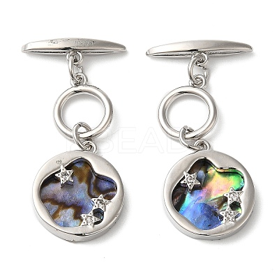Brass Toggle Clasps with Paua Shell KK-N254-72P-1