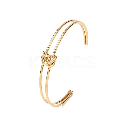 304 Stainless Steel Double Layers Cuff Bangles for Women BJEW-Z165-01G-1