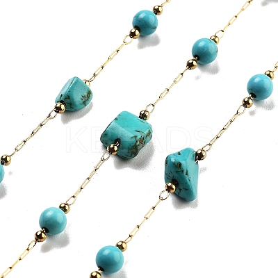 Handmade Nuggets Synthetic Turquoise Beaded Chains CHS-P019-06G-B-1