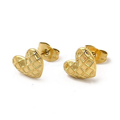 Ion Plating(IP) 304 Stainless Steel Heart Stud Earrings for Women EJEW-I281-35G-1