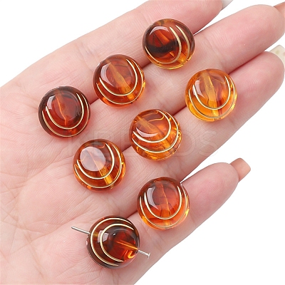 Imitation Amber Transparent Acrylic Beads X-MACR-D071-02E-1