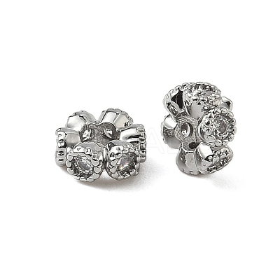 Brass Micro Pave Cubic Zirconia Beads KK-S350-05P-1
