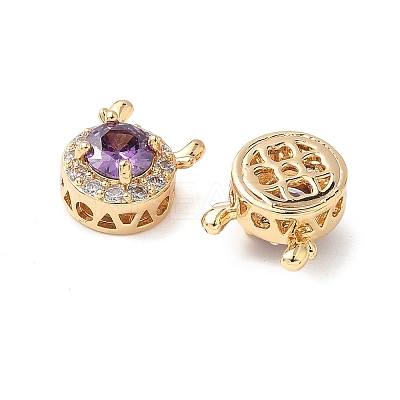 Brass Micro Pave Cubic Zirconia Beads KK-G531-01G-04-1