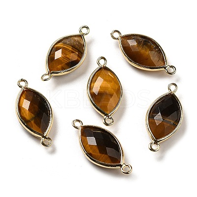 Natural Tiger Eye Faceted Connector Charms G-K347-03G-20-1