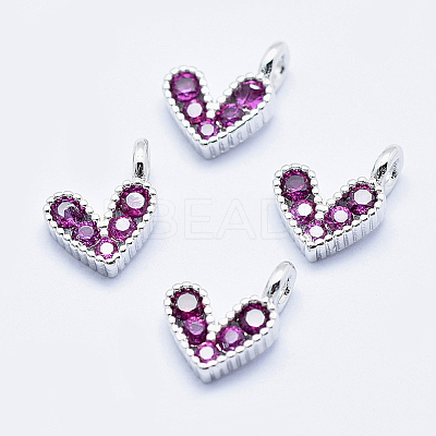 Brass Micro Pave Cubic Zirconia Charms ZIRC-J040-08P-NR-1
