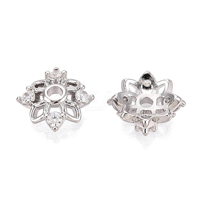 Brass Micro Pave Clear Cubic Zirconia Bead Caps KK-Q071-10P-02-1