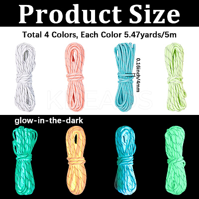20M 4 Colors Luminous Glow in the Dark Polyester Cord AJEW-SP0004-85-1