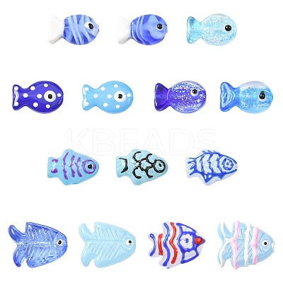 14Pcs 14 Styles Painted Glass Beads LAMP-FS0001-65-1